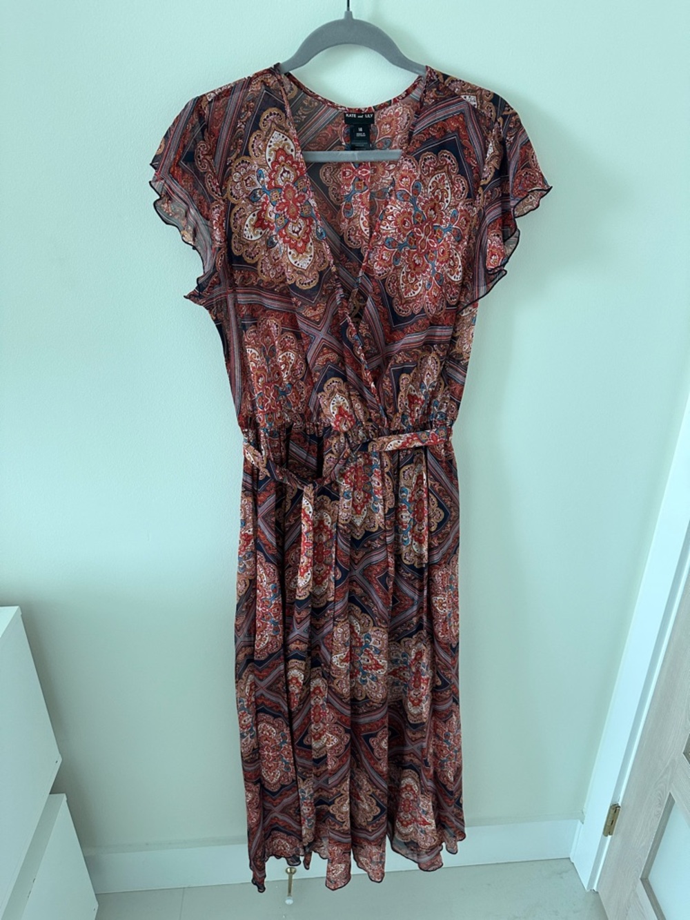 Paisley Wrap Midi Dress in Rust Multi by H&M